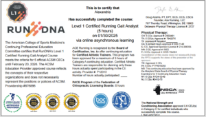 Gait analysis certificate